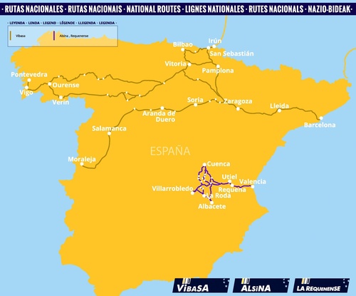 Mapa de rutas de autobús Monbus 